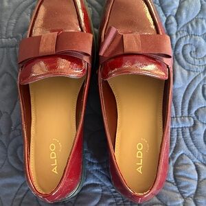 Aldo Women's Burgundy Loafers with Bow Detail